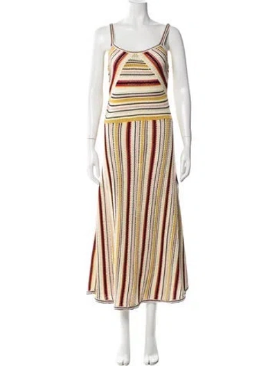 Pre-owned Zimmermann Striped Long Dress In White