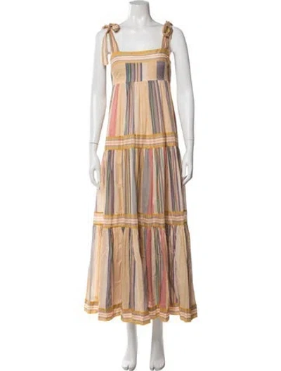Pre-owned Zimmermann Striped Long Dress In Yellow