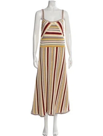 Pre-owned Zimmermann Striped Long Dress In Yellow
