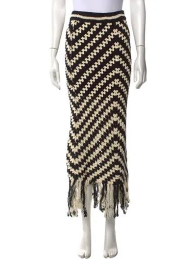 Pre-owned Zimmermann Striped Long Skirt In Black
