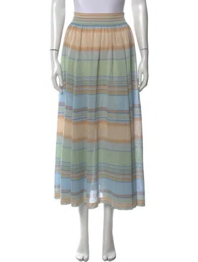 Pre-owned Zimmermann Striped Long Skirt In Blue