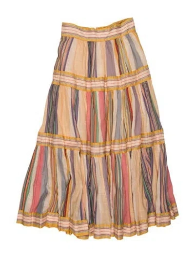 Pre-owned Zimmermann Striped Long Skirt In Neutral