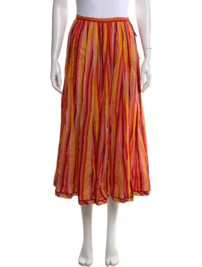 Pre-owned Zimmermann Striped Long Skirt In Orange