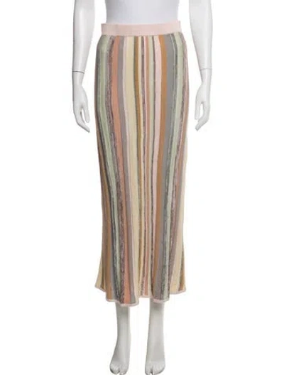 Pre-owned Zimmermann Striped Long Skirt W/ Tags In Pink