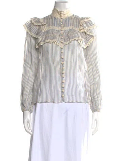 Pre-owned Zimmermann Striped Long Sleeve Blouse