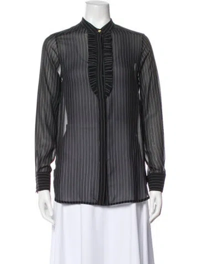 Pre-owned Zimmermann Striped Long Sleeve Blouse In Gray
