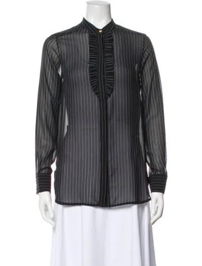 Pre-owned Zimmermann Striped Long Sleeve Blouse In Grey