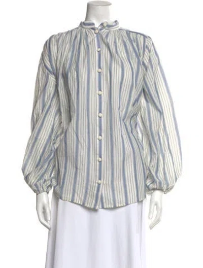 Pre-owned Zimmermann Striped Long Sleeve Blouse In Neutral