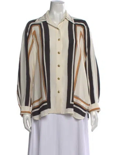 Pre-owned Zimmermann Striped Long Sleeve Blouse In Neutral