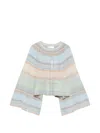 Zimmermann Indra Stripe Bell-sleeve Top In Multi