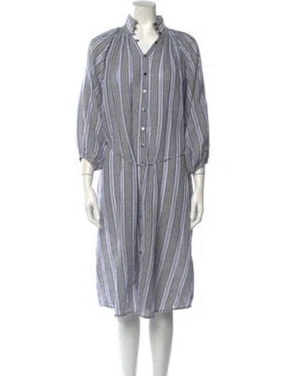 Pre-owned Zimmermann Striped Midi Length Dress In Blue