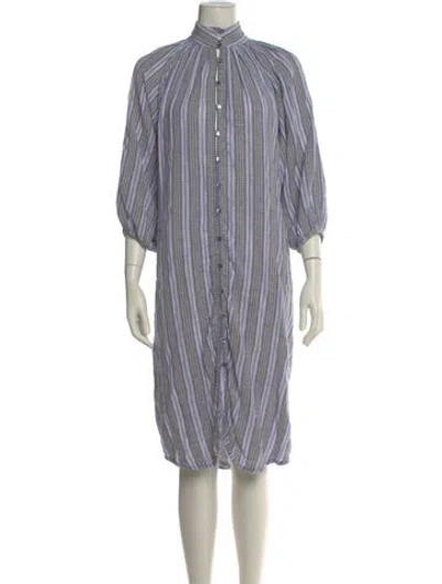 Pre-owned Zimmermann Striped Midi Length Dress In Blue