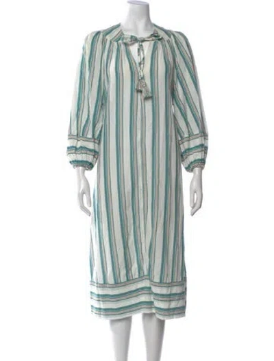 Pre-owned Zimmermann Striped Midi Length Dress In Blue