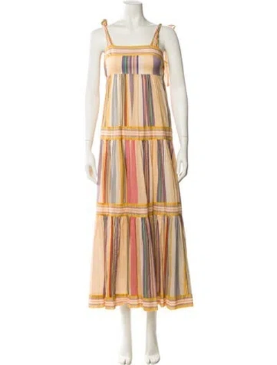 Pre-owned Zimmermann Striped Midi Length Dress In Neutral