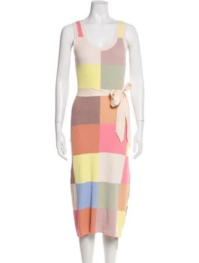 Pre-owned Zimmermann Striped Midi Length Dress In Neutral