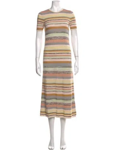 Pre-owned Zimmermann Striped Midi Length Dress In Neutrals