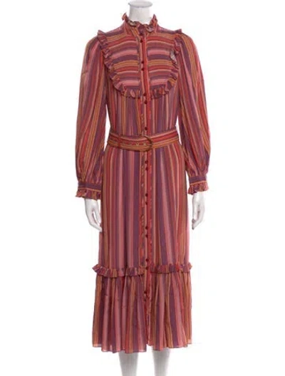 Pre-owned Zimmermann Striped Midi Length Dress In Pink