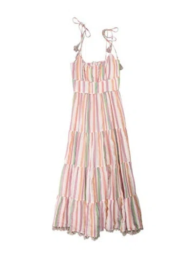 Pre-owned Zimmermann Striped Midi Length Dress In Pink