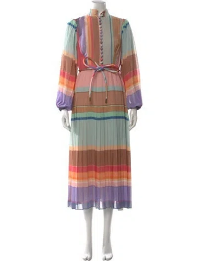 Pre-owned Zimmermann Striped Midi Length Dress In Pink