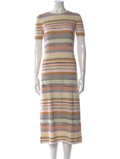 Pre-owned Zimmermann Striped Midi Length Dress W/ Tags In Neutral