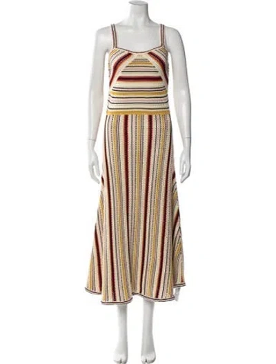 Pre-owned Zimmermann Striped Midi Length Dress In Yellow