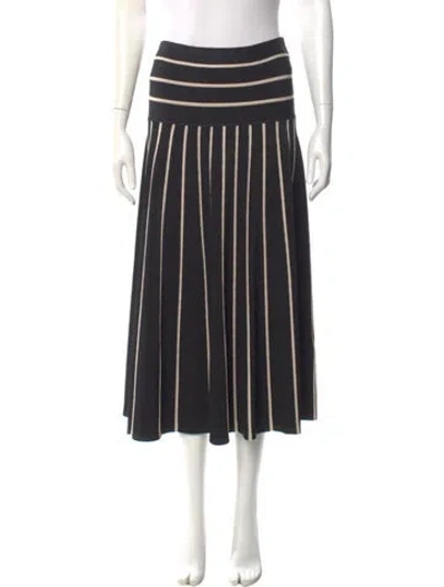 Pre-owned Zimmermann Striped Midi Length Skirt In Black