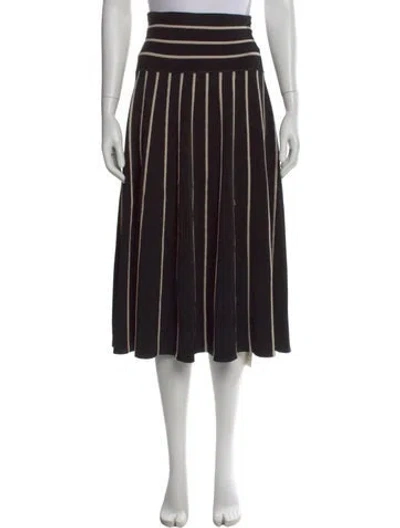 Pre-owned Zimmermann Striped Midi Length Skirt In Black