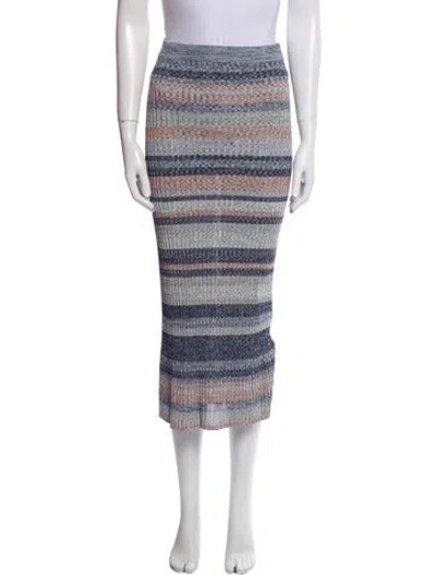 Pre-owned Zimmermann Striped Midi Length Skirt In Blue