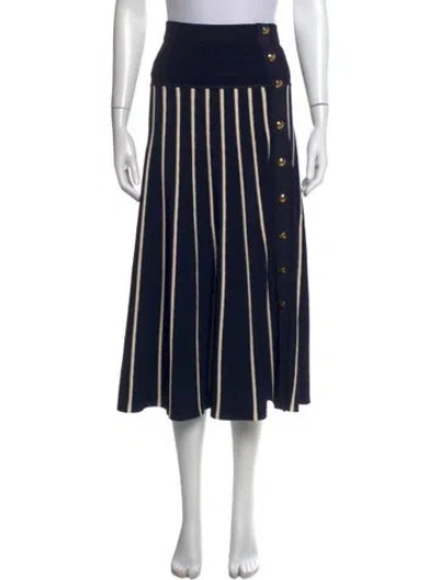 Pre-owned Zimmermann Striped Midi Length Skirt In Blue