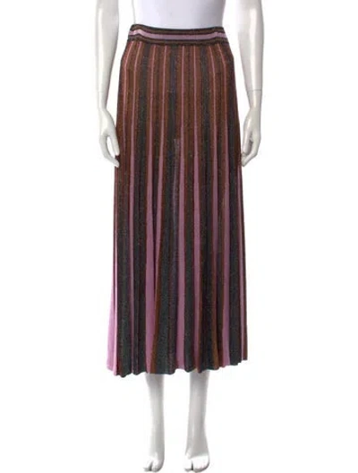 Pre-owned Zimmermann Striped Midi Length Skirt In Brown