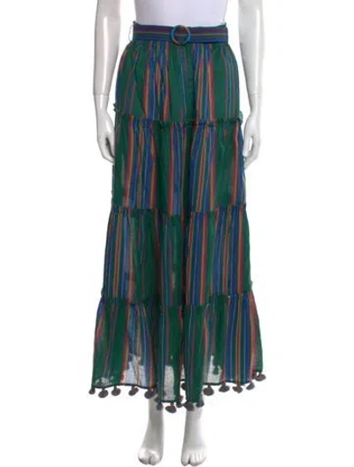 Pre-owned Zimmermann Striped Midi Length Skirt In Green