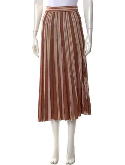 Pre-owned Zimmermann Striped Midi Length Skirt In Metallic/neutrals