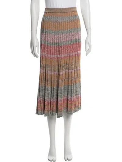 Pre-owned Zimmermann Striped Midi Length Skirt In Orange