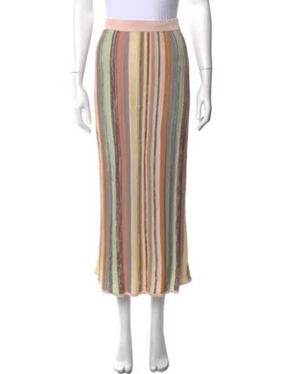 Pre-owned Zimmermann Striped Midi Length Skirt In Pink