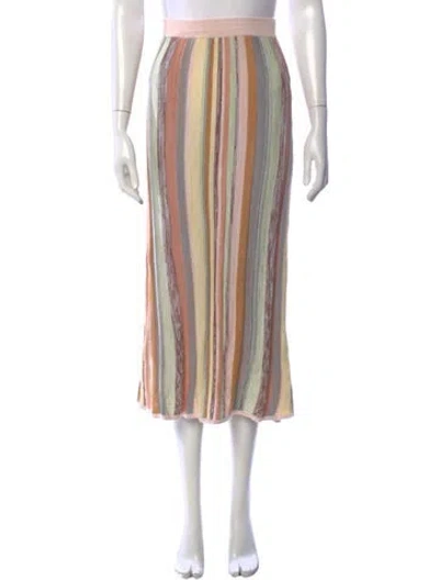 Pre-owned Zimmermann Striped Midi Length Skirt In Pink