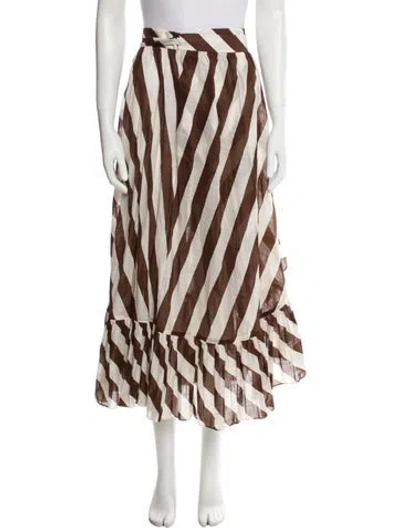 Pre-owned Zimmermann Striped Midi Length Skirt W/ Tags In Brown