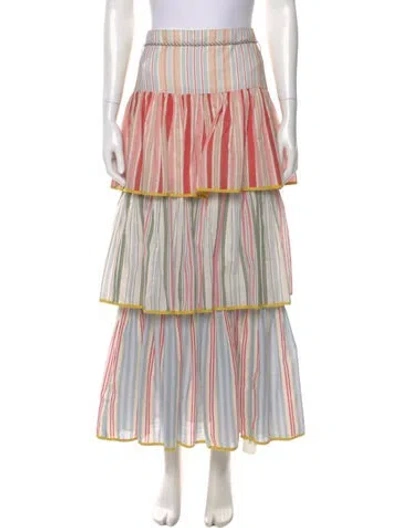 Pre-owned Zimmermann Striped Midi Length Skirt In White