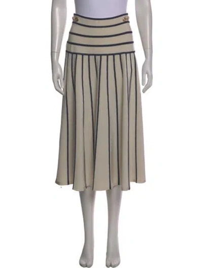 Pre-owned Zimmermann Striped Midi Length Skirt In White