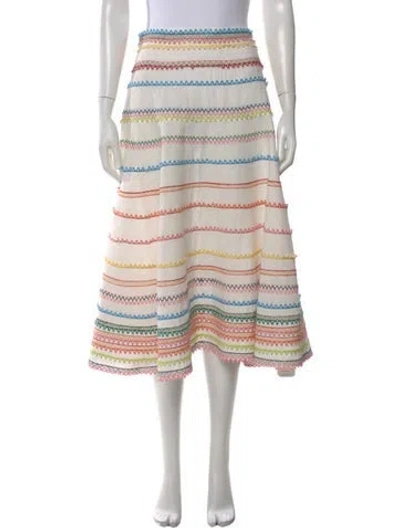 Pre-owned Zimmermann Striped Midi Length Skirt In White