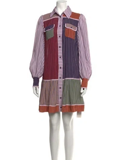 Pre-owned Zimmermann Striped Mini Dress In Purple