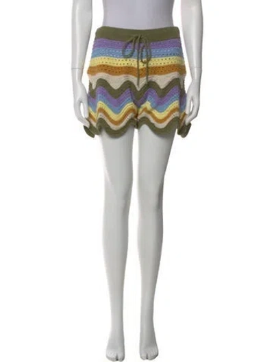 Pre-owned Zimmermann Striped Mini Shorts In Green