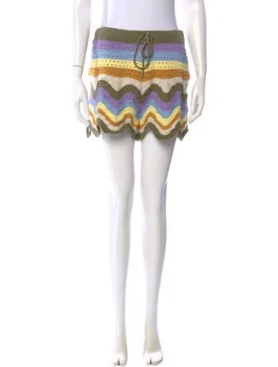 Pre-owned Zimmermann Striped Mini Shorts In Green