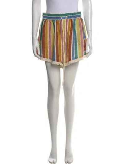 Pre-owned Zimmermann Striped Mini Shorts In Green