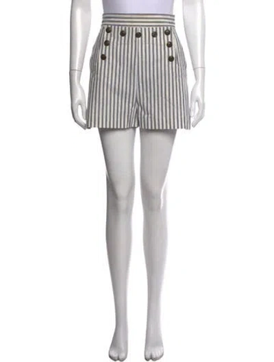 Pre-owned Zimmermann Striped Mini Shorts In White
