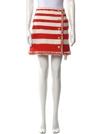 Pre-owned Zimmermann Striped Mini Skirt In Neutrals/orange