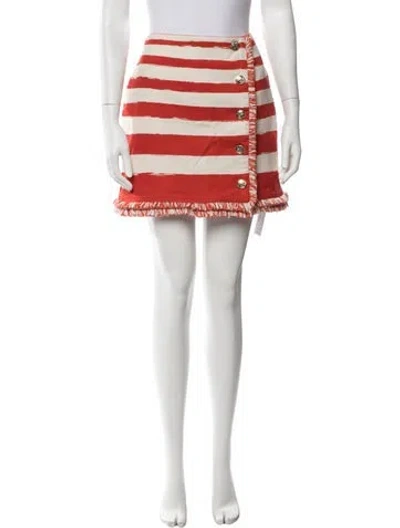 Pre-owned Zimmermann Striped Mini Skirt In Neutrals/orange