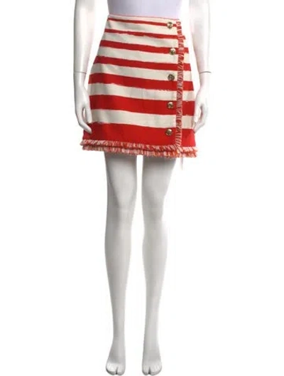 Pre-owned Zimmermann Striped Mini Skirt In Neutrals/orange