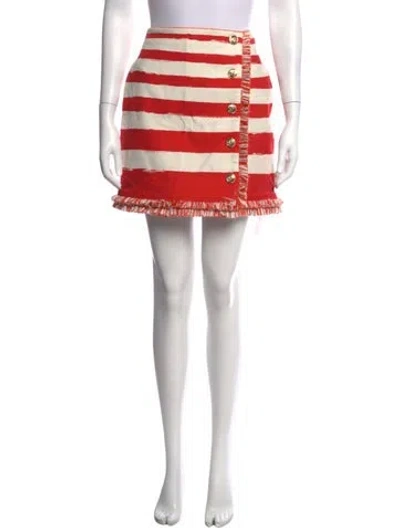 Pre-owned Zimmermann Striped Mini Skirt W/ Tags In Red