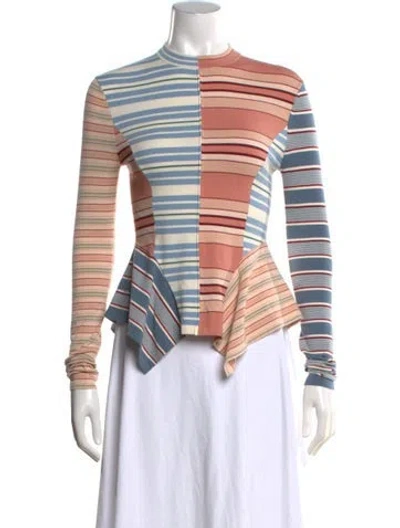 Pre-owned Zimmermann Striped Mock Neck Sweater In Multicolor