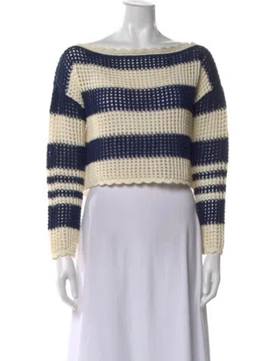 Pre-owned Zimmermann Striped Off-the-shoulder Sweater In Multi